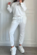 White Casual Letters Embroidered O Neck Long Sleeve Two Pieces
