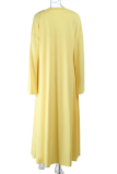 Yellow Casual Solid Color Patchwork Spaghetti Strap Long Sleeve Two Pieces
