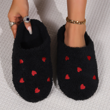 Black Daily Heart-shaped Round Comfortable Shoes