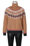 Light Blue Casual Stripe Contrast Turtleneck Tops