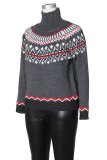 Light Blue Casual Stripe Contrast Turtleneck Tops