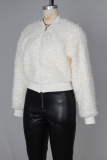 Camel Casual Solid Color Zipper Zipper Collar Outerwear