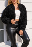 Camel Casual Solid Color Zipper Zipper Collar Outerwear