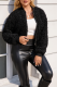 Black Casual Solid Color Zipper Zipper Collar Outerwear