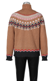 Light Blue Casual Stripe Contrast Turtleneck Tops
