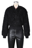 Camel Casual Solid Color Zipper Zipper Collar Outerwear