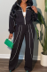 Black Casual Stripe Contrast Zipper Collar Long Sleeve Two Pieces