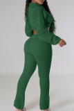 Apricot Casual Solid Color Strap Design Turndown Collar Long Sleeve Two Pieces