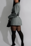 Brown Casual Solid Color Patchwork Turn-back Collar Outerwear