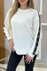 White Casual Letters Embroidered O Neck Tops