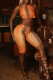 Orange Sexy Snakeskin Print Backless Halter Sleeveless Two Pieces