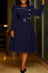 Tibetan Blue Elegant Solid Color Buttons O Neck A Line Dresses
