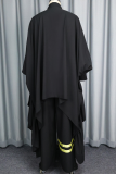 Black Casual Stripe Contrast V Neck Long Sleeve Two Pieces