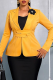 Yellow Casual Solid Color Flower Shape Turn-back Collar Outerwear