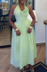 Green Sexy Solid Color Flower Shape Halter Long Dresses