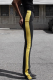 Yellow Casual Contrast Bodycon Conventional Patchwork Bottoms