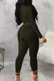 Black Sexy Solid Color Hollow Out O Neck Skinny Jumpsuits