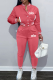 Pink Casual Letters Buckle O Neck Long Sleeve Two Pieces