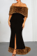 Black Sexy Leopard Print Slit Off Shoulder Long Dresses