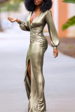Black Elegant Solid Color Ruched Deep V Neck Evening Dresses