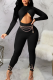 Black Sexy Solid Color Hollow Out O Neck Skinny Jumpsuits
