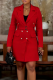Red Casual Solid Color Buttons Turn-back Collar Suit Dresses
