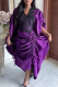 Purple Casual Solid Color Draw String Ruched V Neck Long Dresses