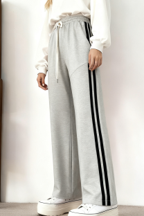 White Casual Stripe Contrast Straight High Waist Conventional Patchwork Bottoms