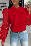 Red Casual Solid Color Strap Design O Neck Tops