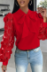 Red Casual Solid Color Strap Design O Neck Tops
