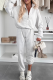 White Casual Solid Color Zipper Zipper Collar Long Sleeve Two Pieces