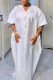 White Casual Print Contrast V Neck Long Dresses