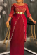 Purplish Red Elegant Solid Color Hot Drill V Neck Long Plus Size Dresses