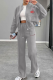 Light Gray Casual Print Zipper Zipper Collar Long Sleeve Two Pieces