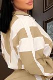 Black Casual Zipper Contrast Turndown Collar Outerwear