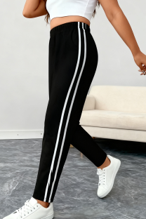 Black Casual Stripe Contrast Plus Size