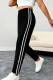 Black Casual Stripe Contrast Plus Size