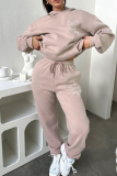 Light Blue Casual Print Pocket Hooded Long Sleeve Two Pieces