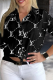 Black Daily Letters Buckle Shirt Collar Tops