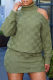 Army Green Casual Plaid Patchwork Turtleneck Long Sleeve Two Pieces