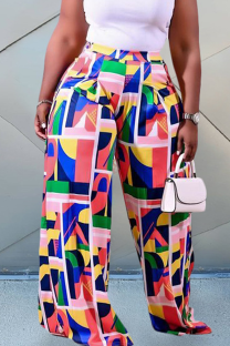 Colour Casual Geometric Print Pocket Plus Size