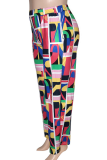 Multicolor Casual Geometric Print Pocket Plus Size