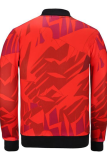 Red Casual portrait Buckle Mandarin Collar Outerwear