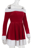 Red Sexy Contrast Off Shoulder A Line Dresses