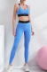 Blue Casual Sportswear Letters Contrast U Neck Sleeveless Two Pieces