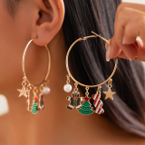 Gold Daily Christmas Tree Hollow Out Earrings