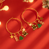 Gold Daily Christmas Tree Hollow Out Earrings