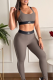 Brownness Casual Sportswear Letters Contrast Spaghetti Strap Sleeveless Two Pieces