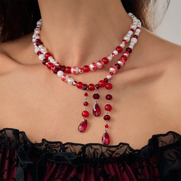 White Red Daily Contrast Necklaces