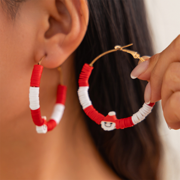 Red White Daily Contrast Earrings